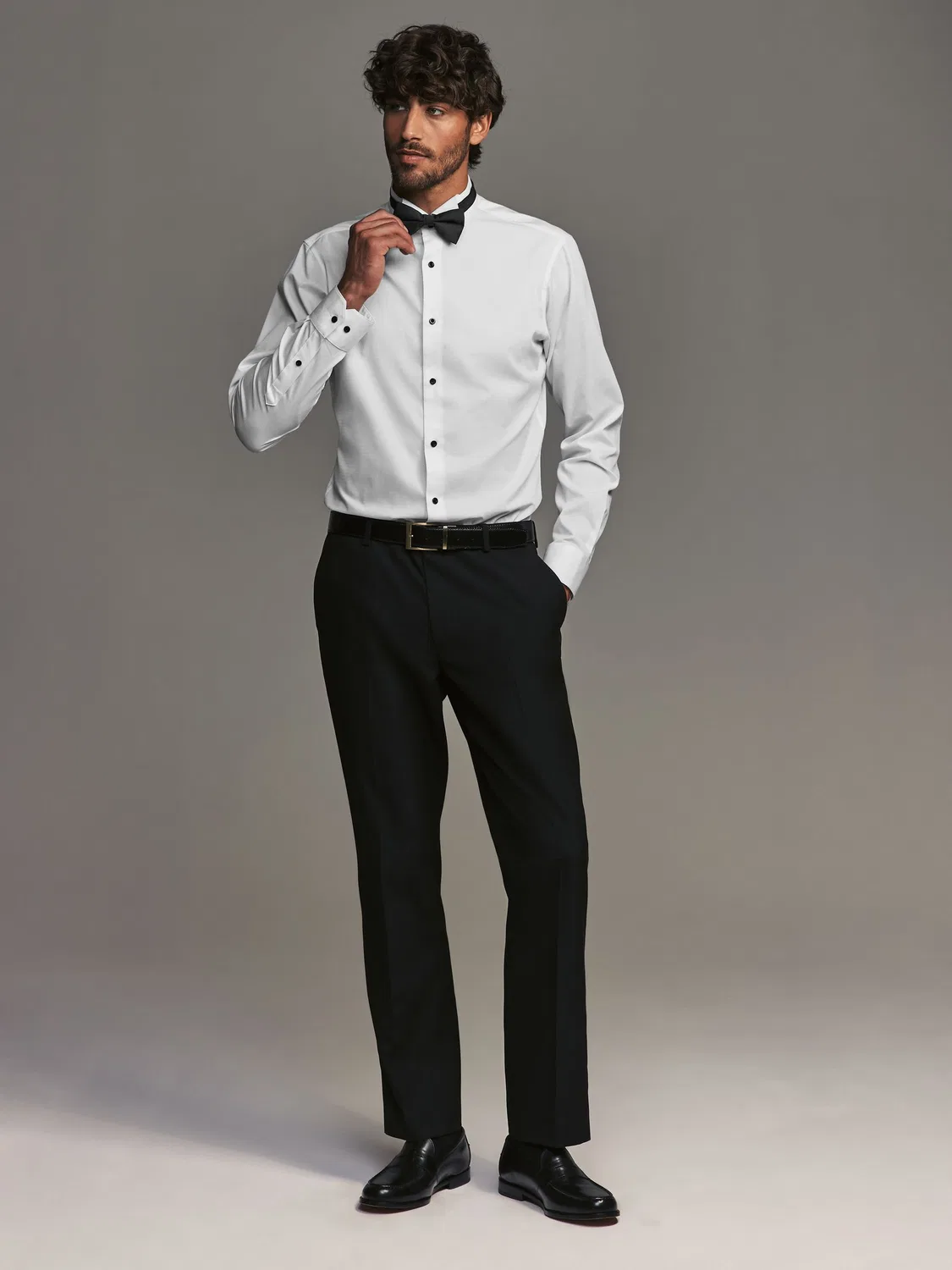 Рубашка с бабочкой, слим фит, Single Cuff Shirt With Wing Collar And Bow Tie Pack Next, белый — фото 3
