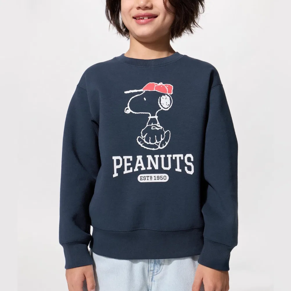 Детское худи с круглым вырезом UNIQLO X PEANUTS, Цвет 69 Navy Blue — фото 3