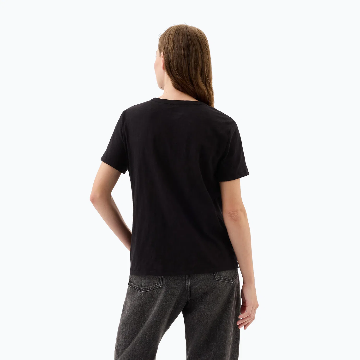 Женская хлопковая футболка GAP Logo Slub Tee, Gap, Schwarz — фото 2