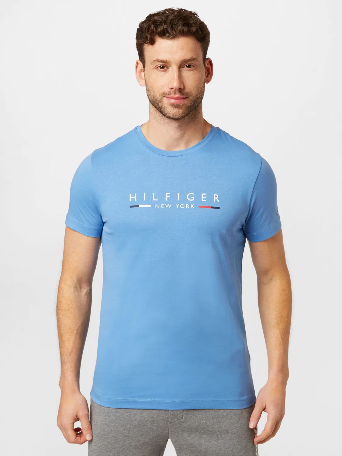 Рубашка Tommy Hilfiger Slim NYC Logo темно-синего и светло-голубого цвета — фото 3