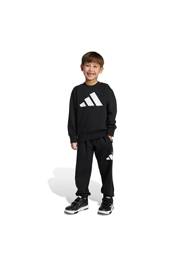 Детский спортивный комплект для девочек с принтом Essentials kids jogger tracksuit set Adidas, Black-White