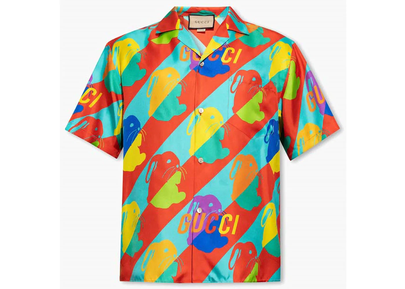Мужская рубашка с принтом Camp-Collar Bunny Print Gucci, Multi