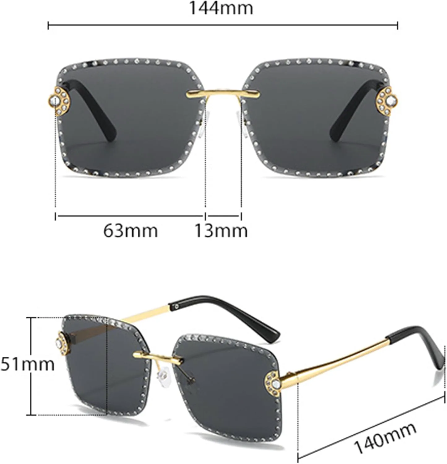 

bullabulling Роскошные солнцезащитные очки без оправы с квадратной оправой и стразами, большие солнцезащитные очки с бриллиантами для женщин, модные очки, Green