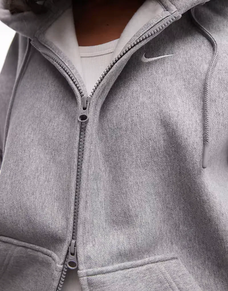 Толстовка Nike Studio Fleece из плотной флиса с застежкой-молнией, темно-серый — фото 4