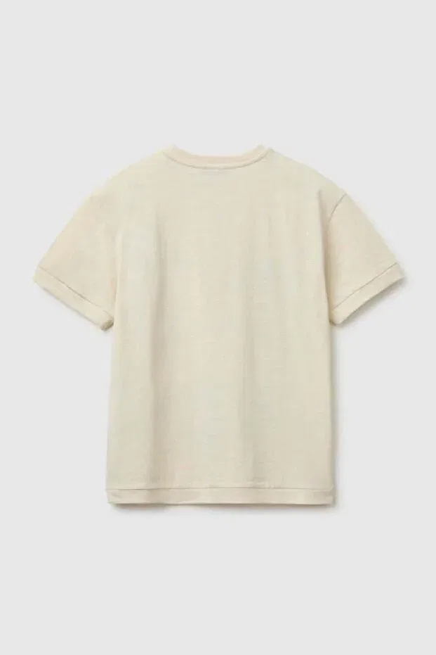 Детская футболка для мальчиков хлопковая United Colors Of Benetton, Ecru — фото 2