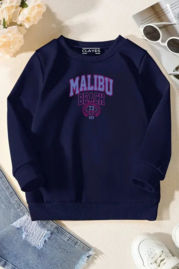 Детские свитшот для мальчиков с принтом Malibu Sweetline, White