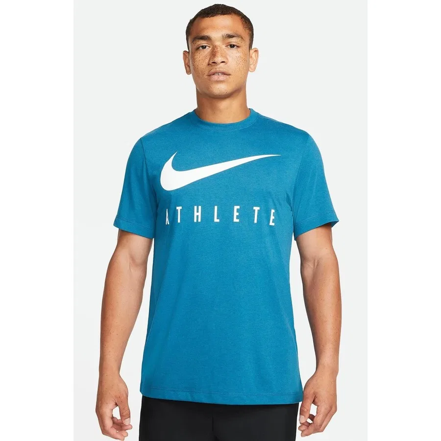 Футболка спортивная с принтом Nike Dri Fit Training Cotton Tee, Синий