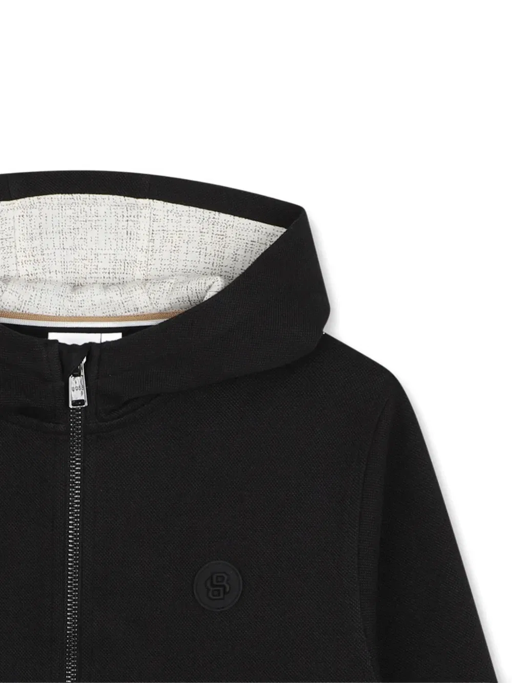 Худи на молнии с нашивкой-логотипом Boss Kidswear, черный — фото 3