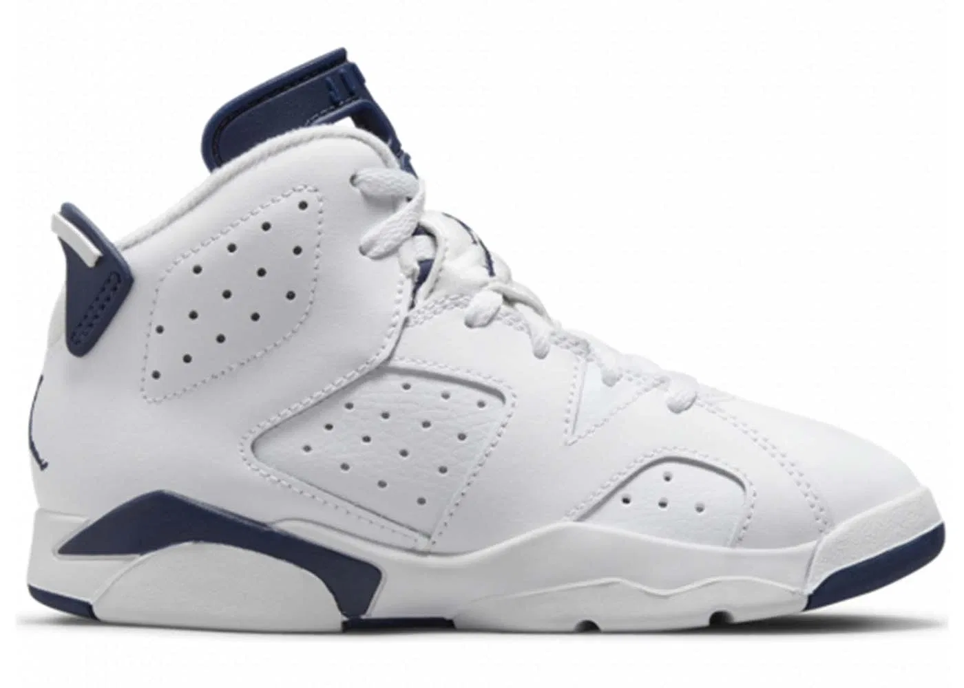 Детские кроссовки с длинным шнурованием Jordan 6 Retro Jordan, White/Midnight Navy