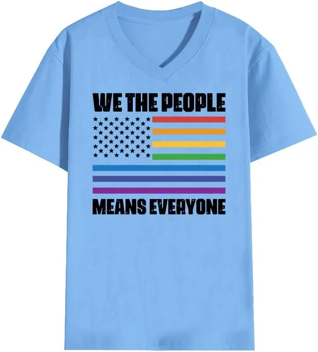 Футболка с V-образным вырезом We The People Means Everyone, Carolina Blue