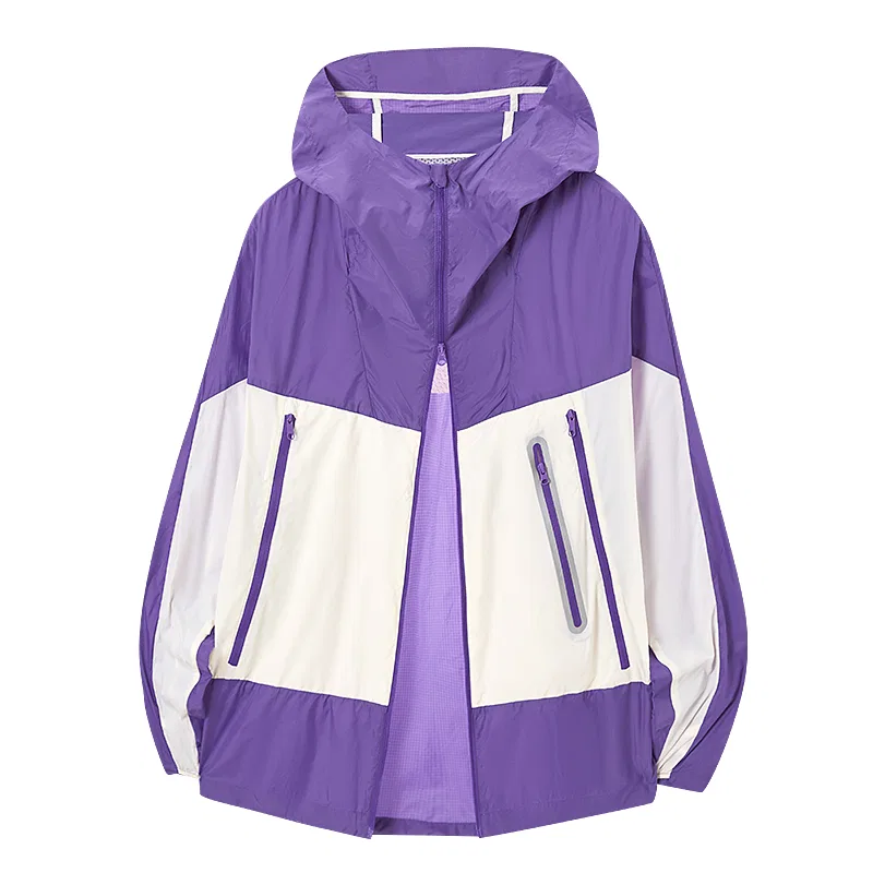 Детская ветровка с капюшоном для защиты от солнца JEEP SPIRIT, Wild Chrysanthemum Purple/Flowing Cloud White