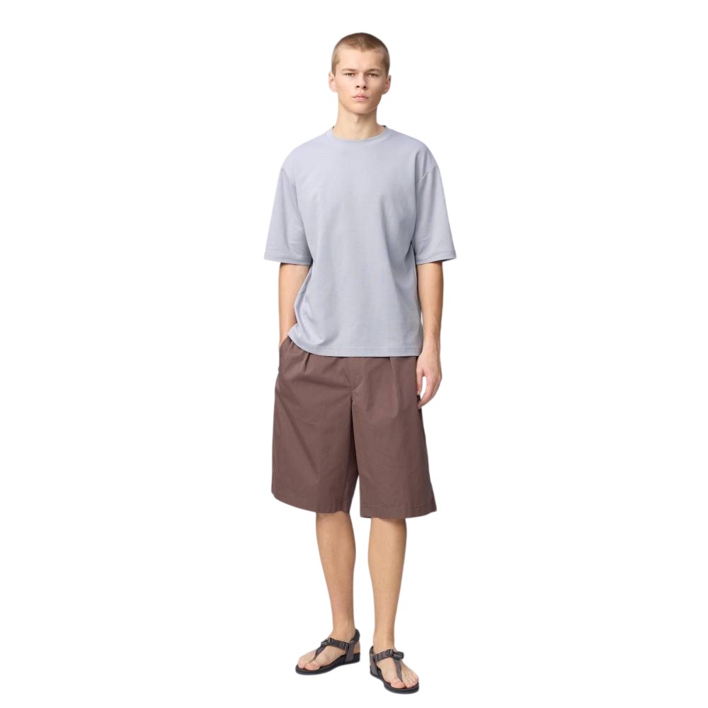 Футболка Uniqlo AIRism Cotton Oversized Crew Neck, 70 светло-фиолетовый — фото 3