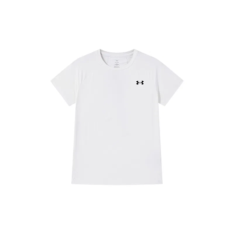 Футболка с круглым вырезом, умеренная растяжимость, Under Armour, White