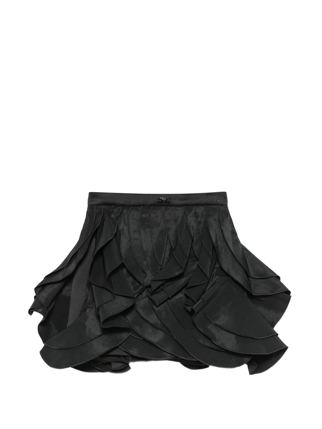 Юбка с оборками из сатина Elisabetta Franchi, черный