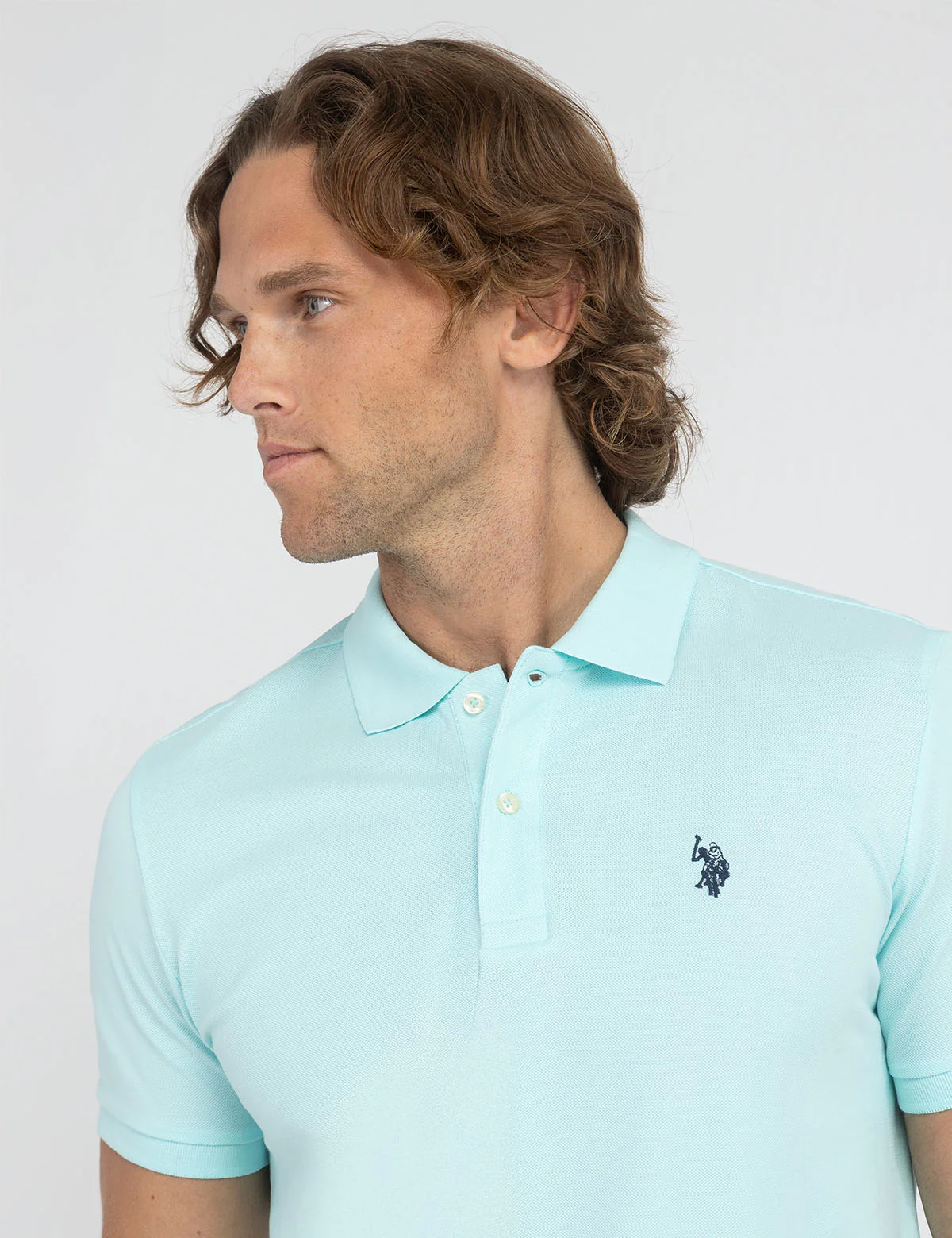 

Футболка-поло U.S. Polo Assn Slim Fit Solid Pique, бирюзовый