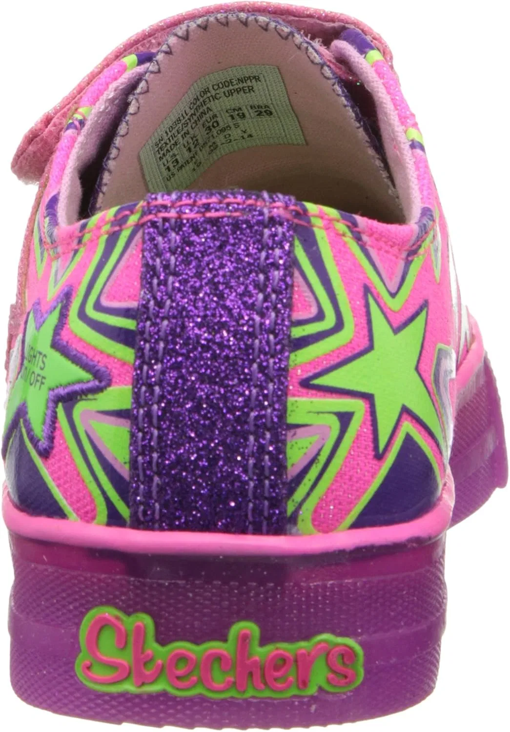 Детские кроссовки для девочек Twinkle Toes Star Stuff Skechers, Neon Pink/Purple — фото 3