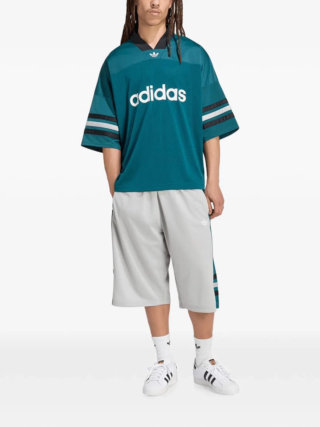 Сетчатая футболка с логотипом Adidas, зеленый — фото 2