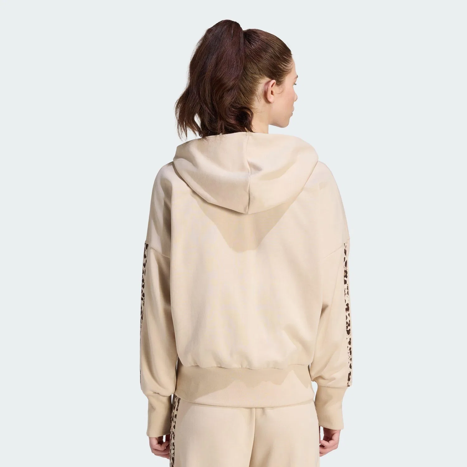 Женское худи с принтом Seasonal Essentials 3-Streifen Kapuzenjacke Adidas, Cremefarben Bunt Khaki — фото 3