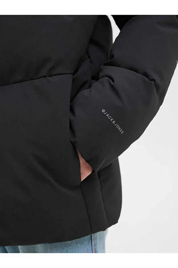 Детское зимнее пальто для девочек с капюшоном Jack & Jones, Black — фото 4