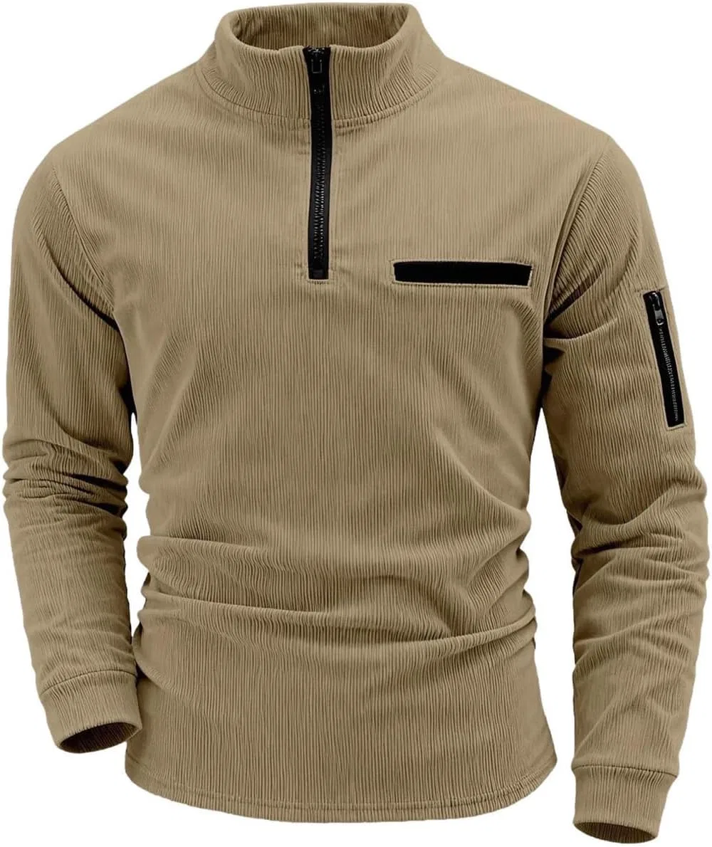 Мужская футболка с длинным рукавом с карманом, Khaki