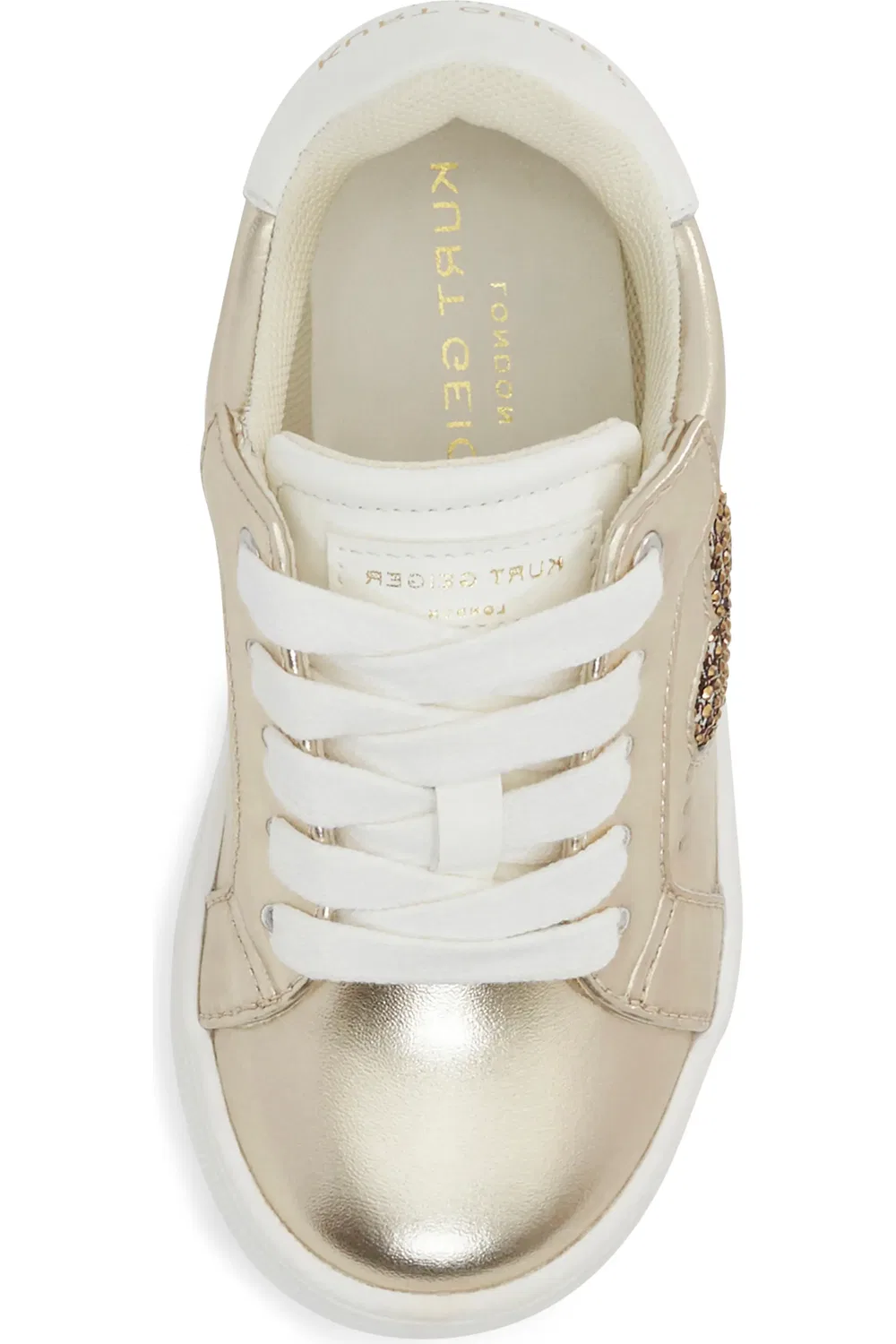 Детские кеды платформа с сердцем Mini Luckson Heart Kurt Geiger London, Gold — фото 4