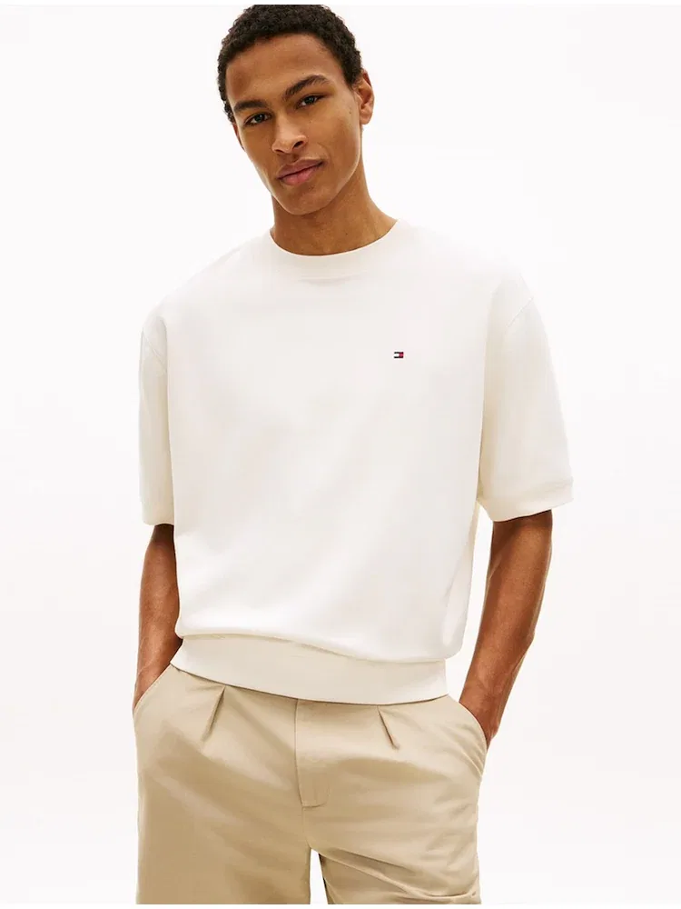 Футболка с коротким рукавом из интенкно TOMMY HILFIGER, Ivory