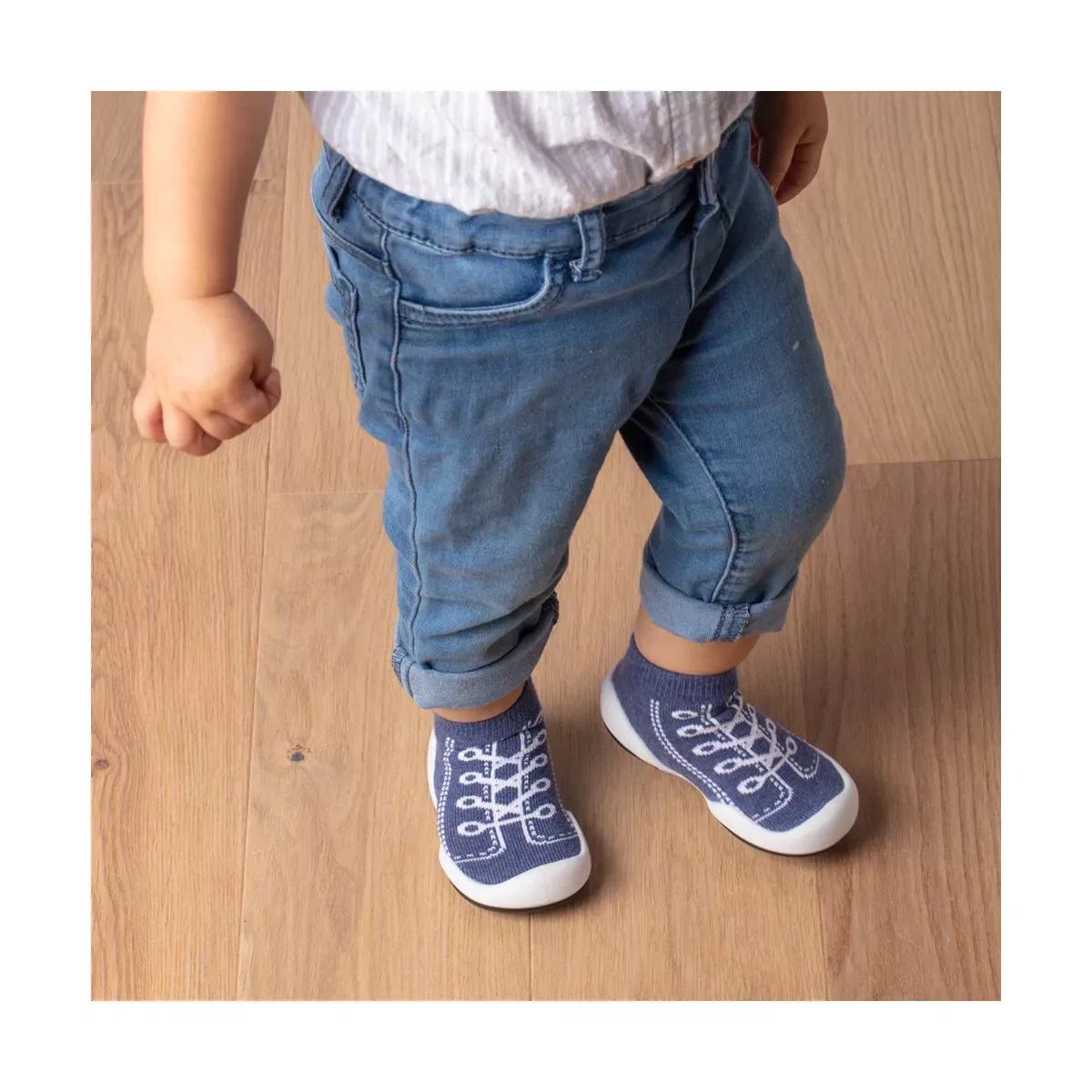 Детские кроссовки-носки для мальчиков с принтом Komuello, Denim Blue — фото 3