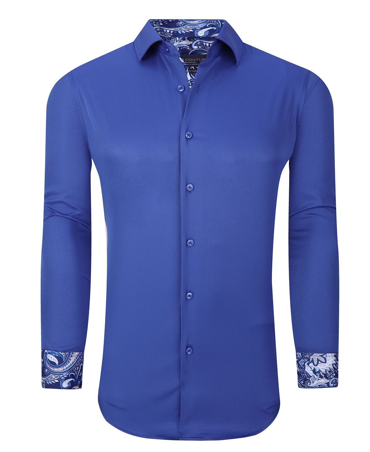 

Мужская однотонная облегающая классическая рубашка без морщин стрейч Suslo Couture, синий