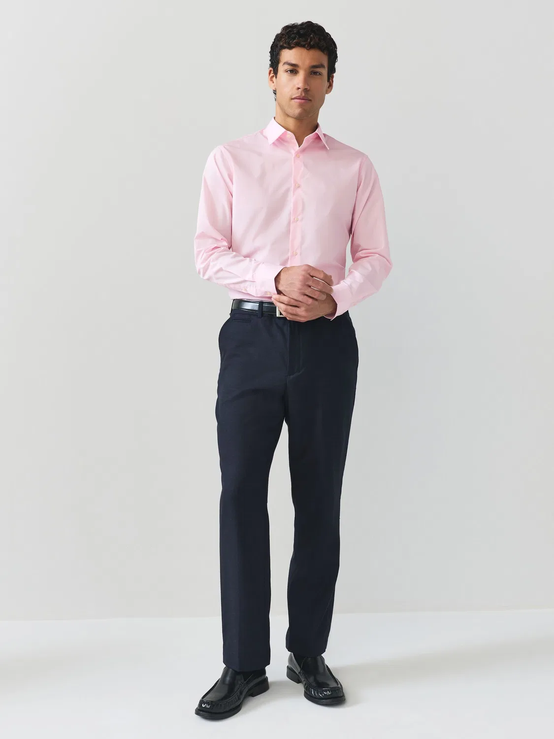 Рубашка смарт с одинарной манжетой, Regular Fit Next, светло-розовая — фото 3