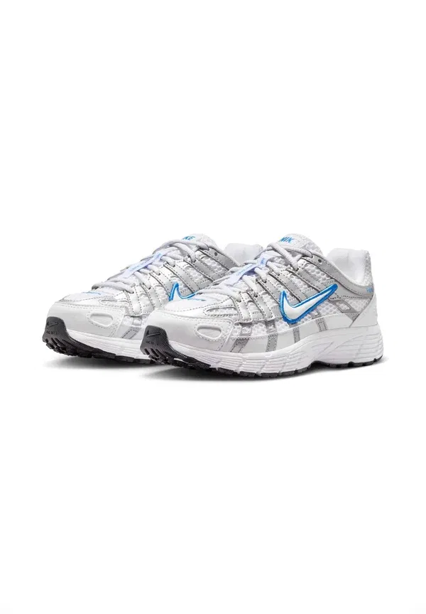 Кроссовки с синтетическим верхом P-6000 Nike Sportswear, White Blue Crystal Metallic Silver, белый/синий — фото 2