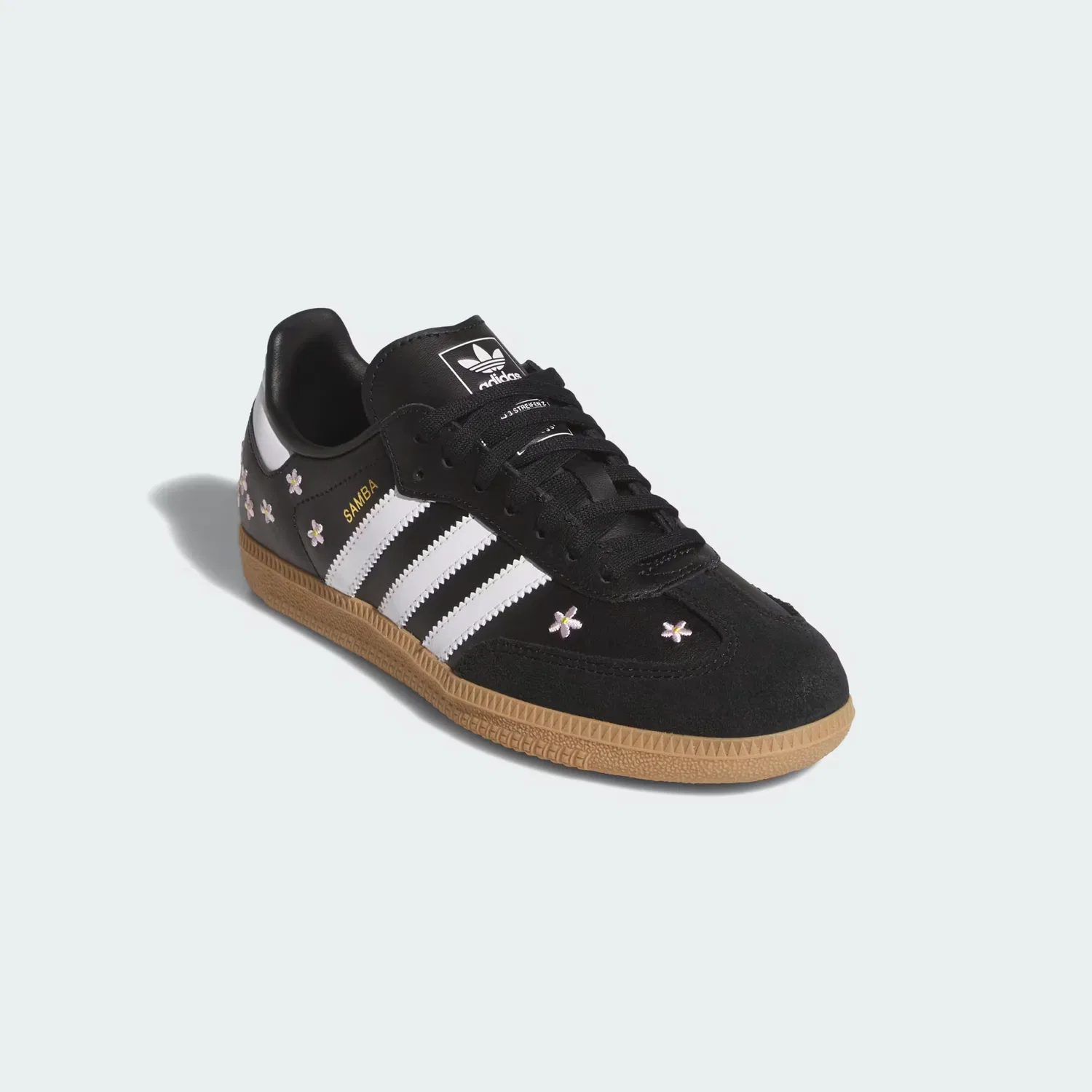 Детские кроссовки с цветочной вышивкой Samba OG Adidas Originals, черный/белый/карамельный — фото 4