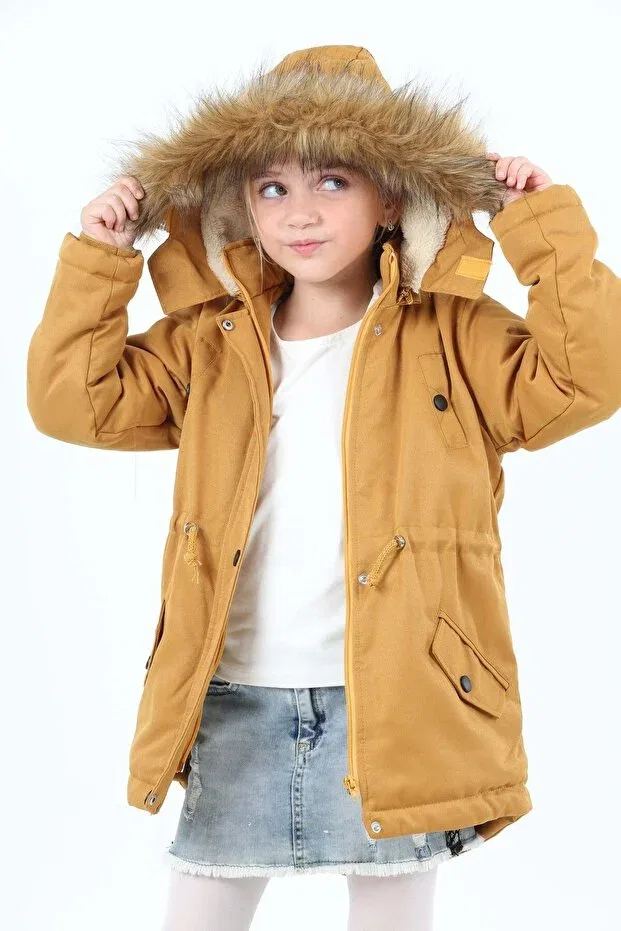 Детское пальто для девочек утепленное Jannock, Dark Yellow