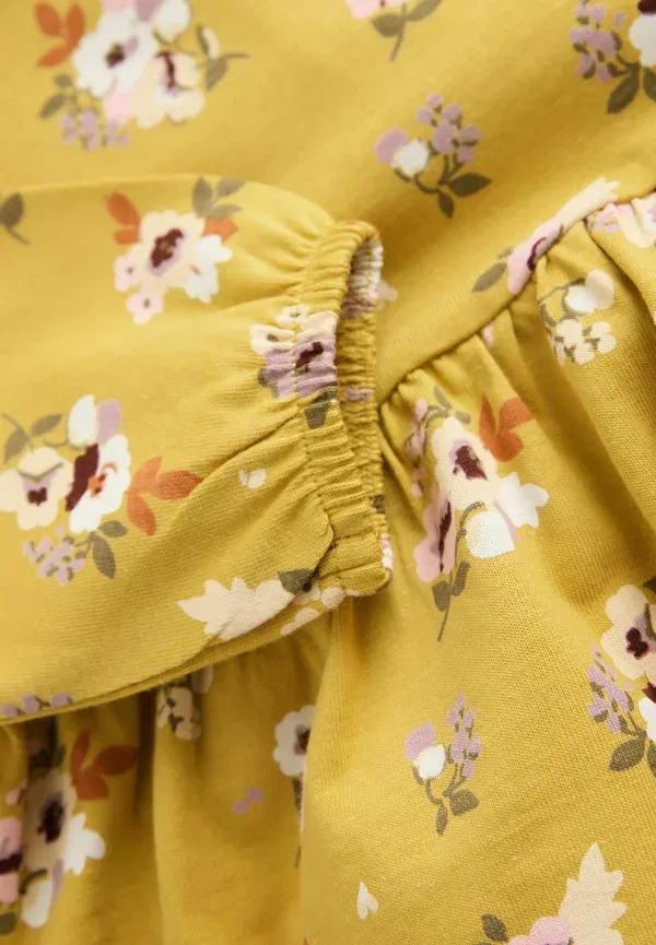 Платье флоральное Regular fit Long sleeve tiered dress Next, Ochre Yellow Floral, желтый — фото 3