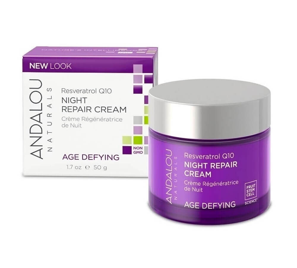 Ночной восстанавливающий крем Andalou Naturals с ресвератролом и Q10, антивозрастной, 50мл — фото 2