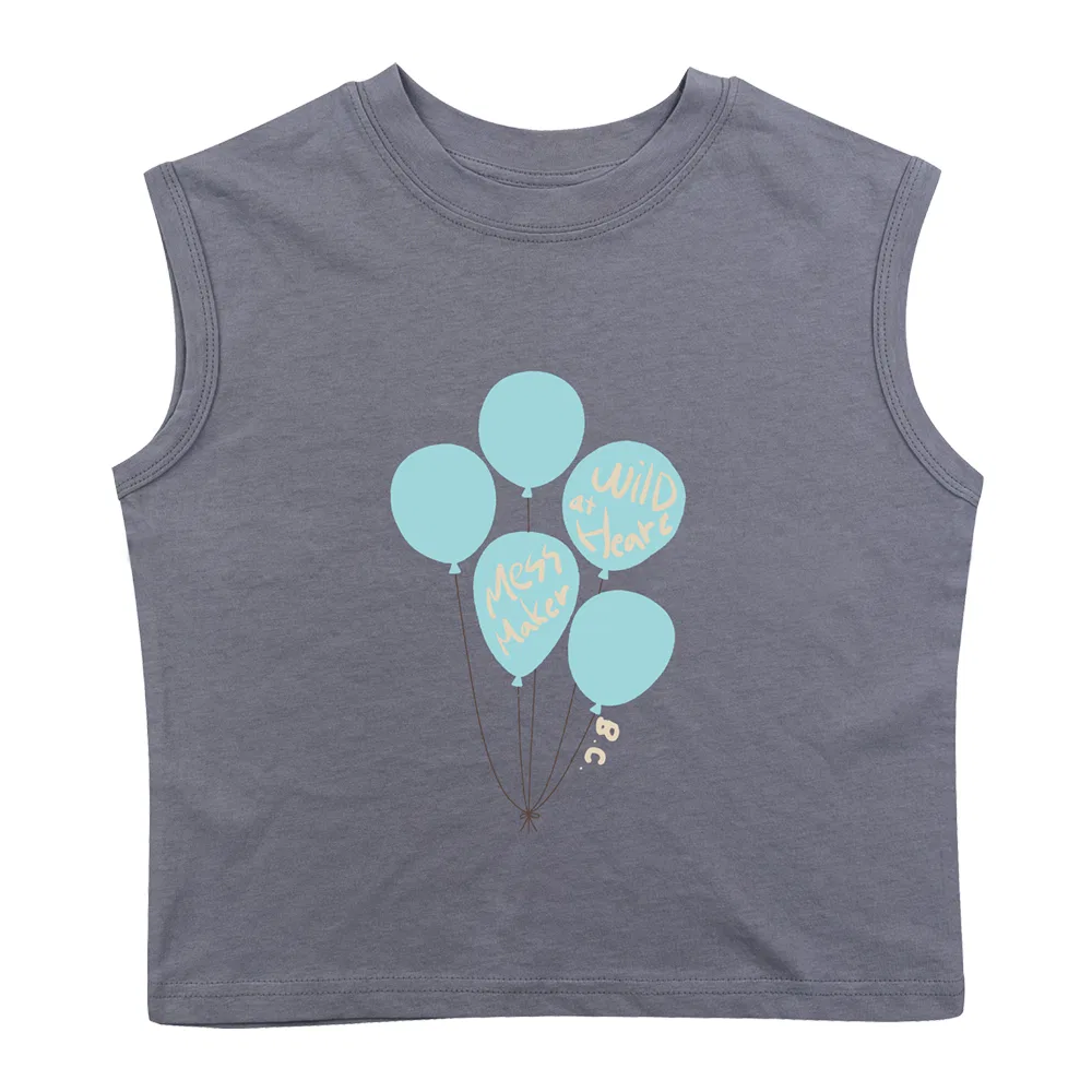 Детская футболка без рукавов с принтом Balloon Sleeve BEACHESAND CREAM KIDS, Grayish Blue