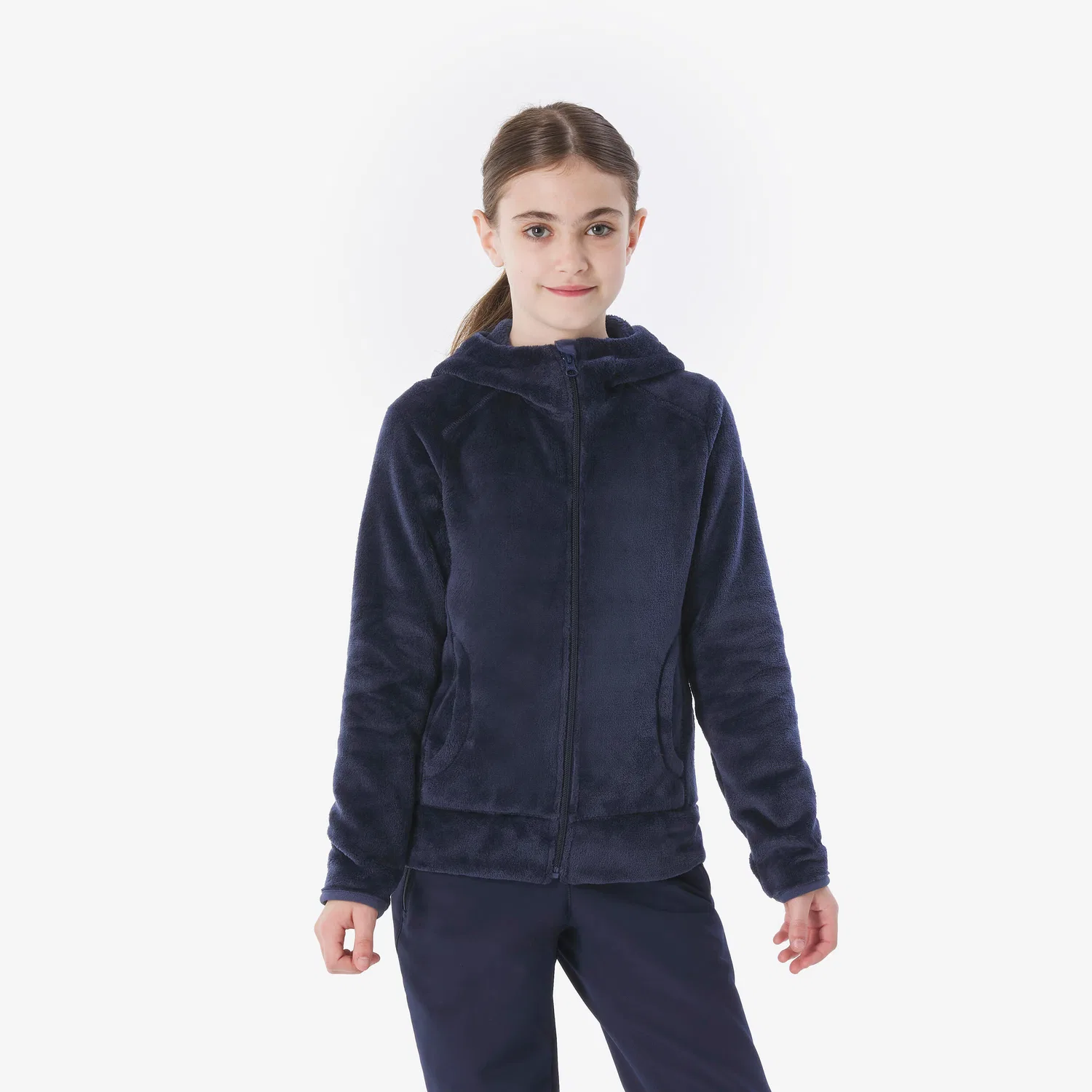 Детская флисовая куртка с длинными волокнами MH500 Zip Quechua, Stahlblau