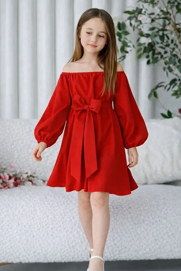 Детское платье для девочек с длинным рукавом Neocotton, Красное