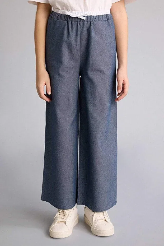 Детские брюки для девочек широкие Wide leg jean look pants g6814a826sm Defacto, Indigo-In257 — фото 3