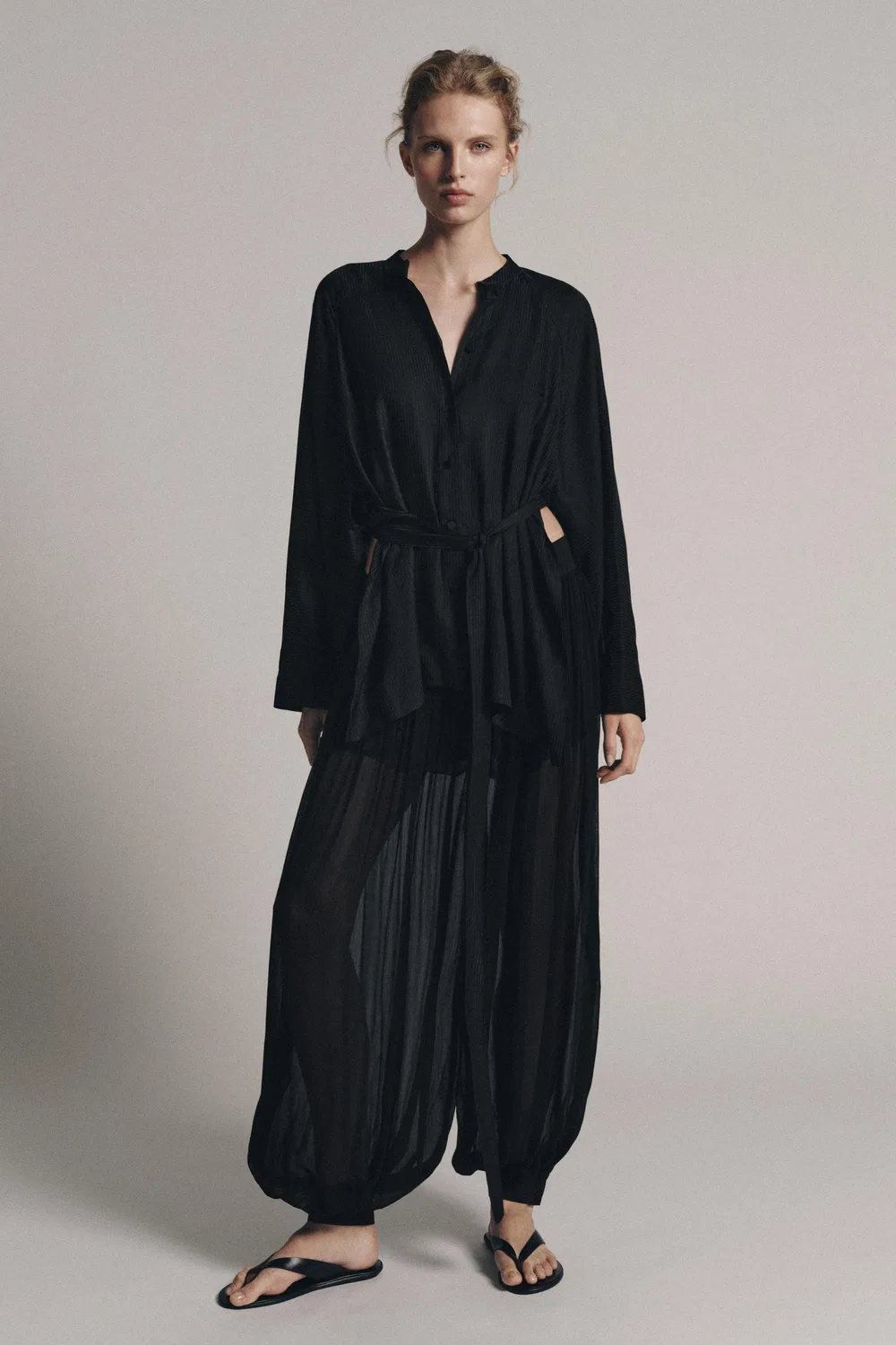 Рубашка с поясом из коллекции ZW ZARA, Black