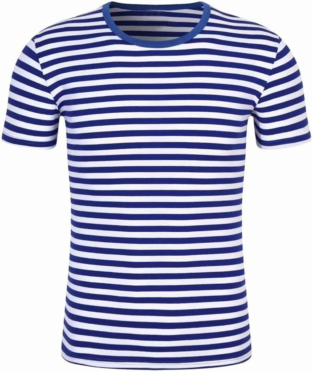 Мужская футболка с полосками, длинный рукав, хлопковая смесь, Regular Fit, Blue