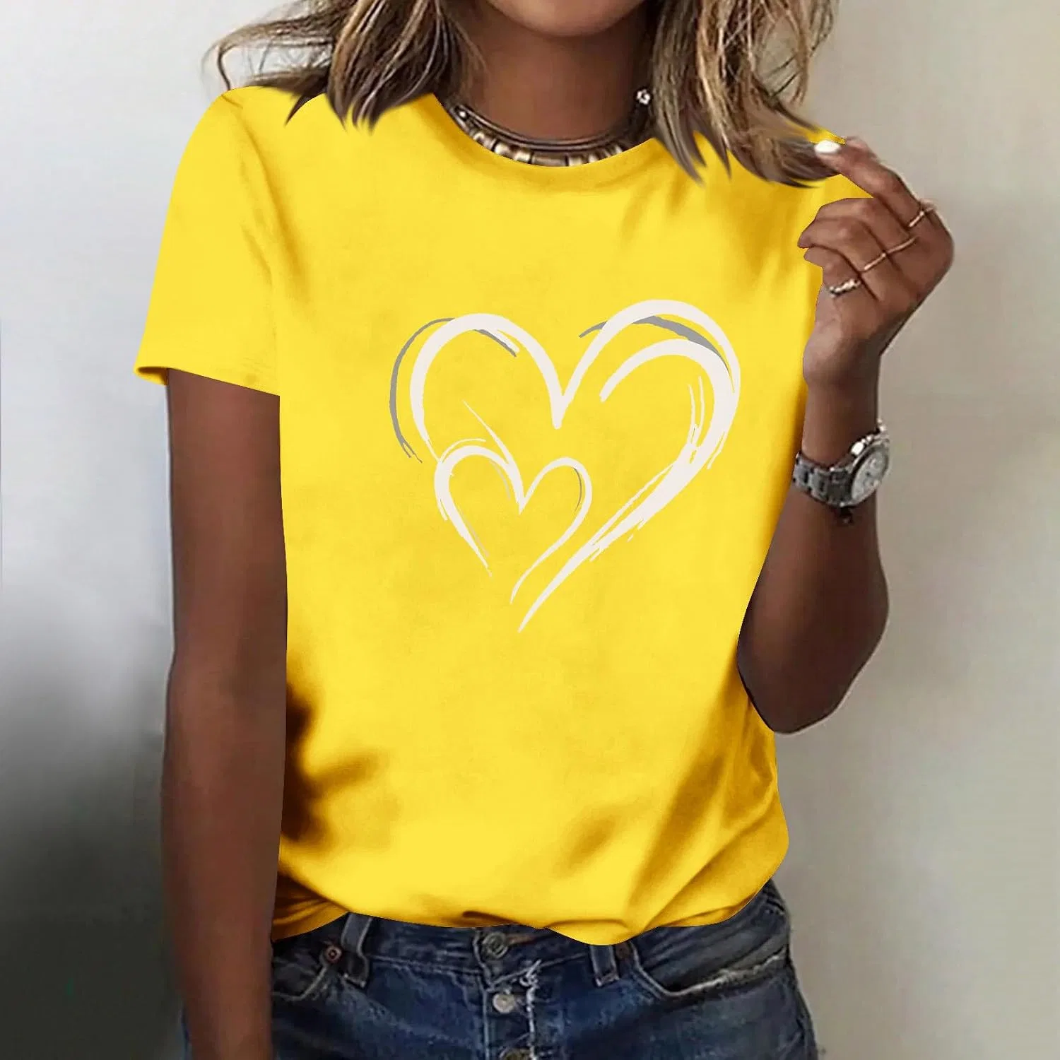 Женская футболка с сердцем Tie Dye Heart, Yellow — фото 4