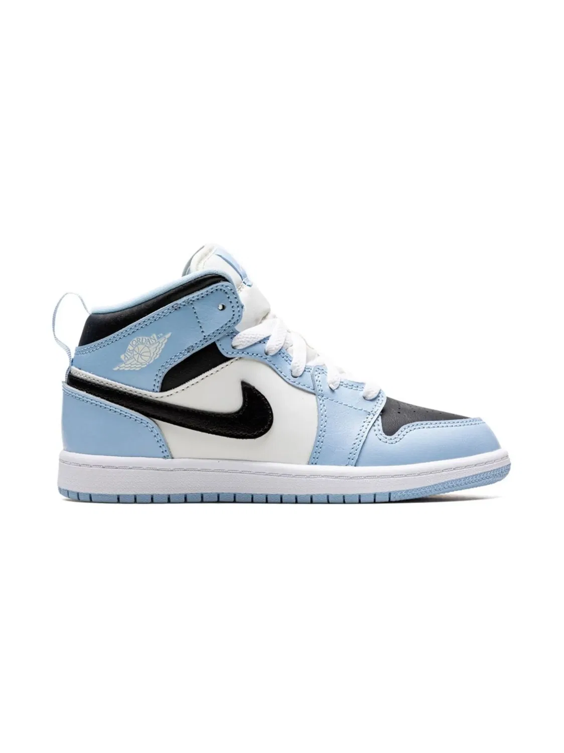 Кроссовки Jordan 1 Mid, черный/белый/светло-голубой — фото 4