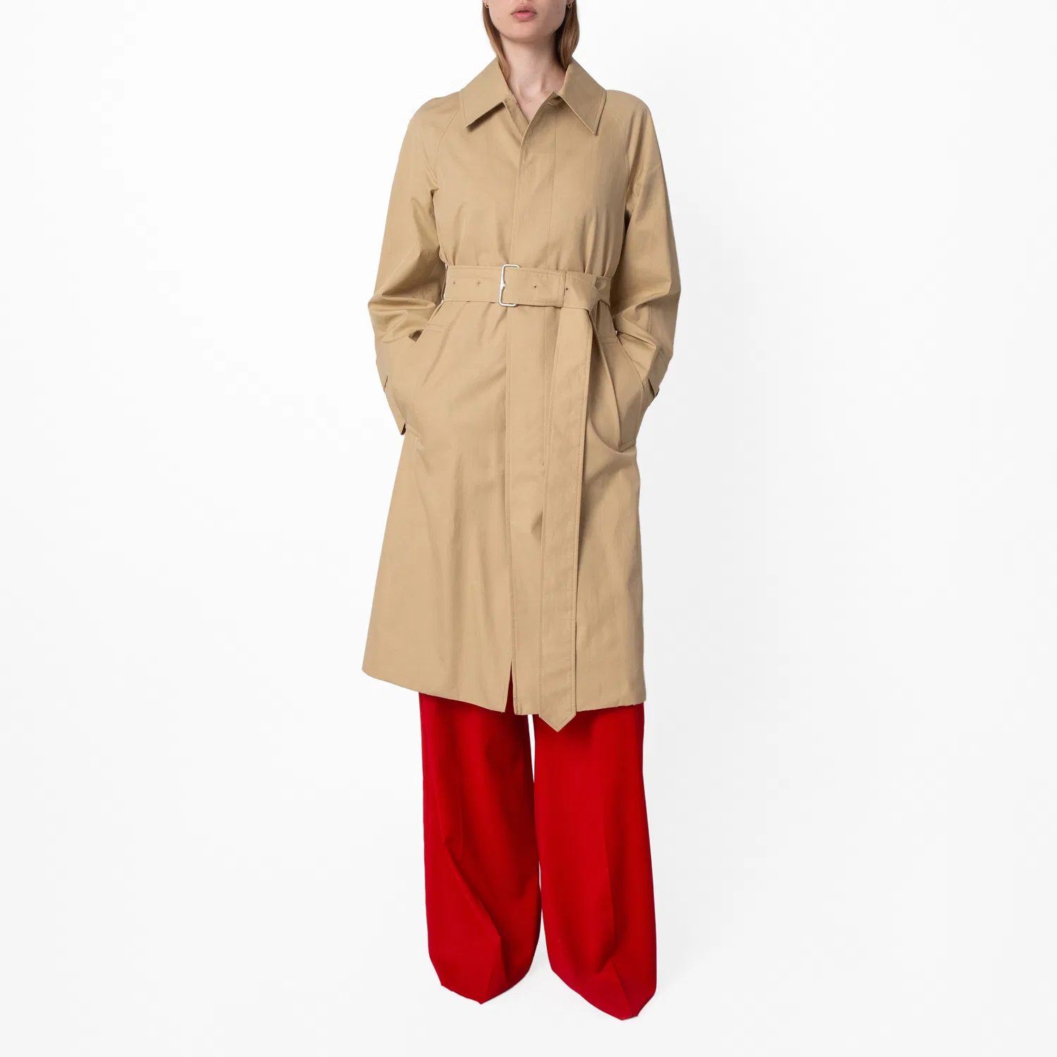 Пальто-автопальто из габардина с поясом Long Gabardine Belted Car Coat Burberry, Flax