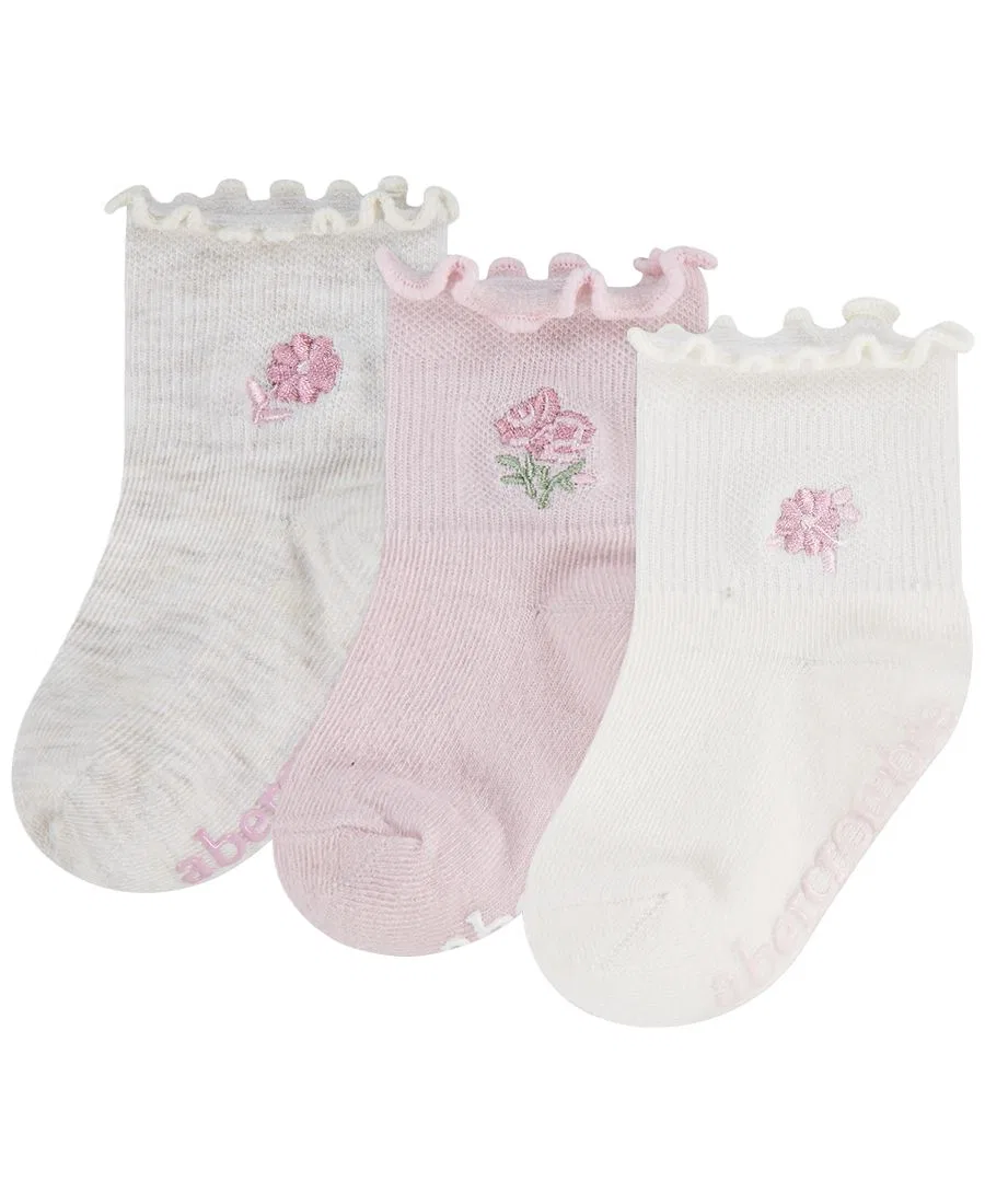 Комплект носков с рифленым манжетом, с прорезиненными стопами, модель Crew Socks abercrombie kids, Chalk Pink/Gray/White