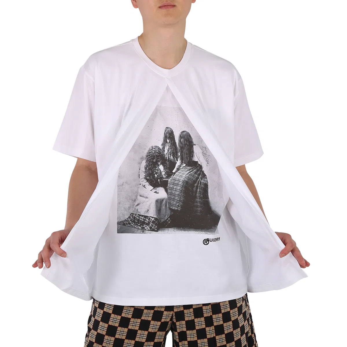 Футболка хлопковая оверсайз Victorian Portrait Print Burberry, Optic White
