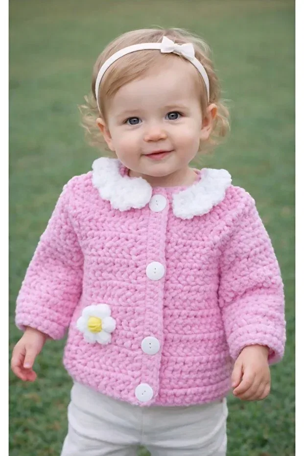 Детский кардиган для девочек бархатный A&D Handmade, Pink