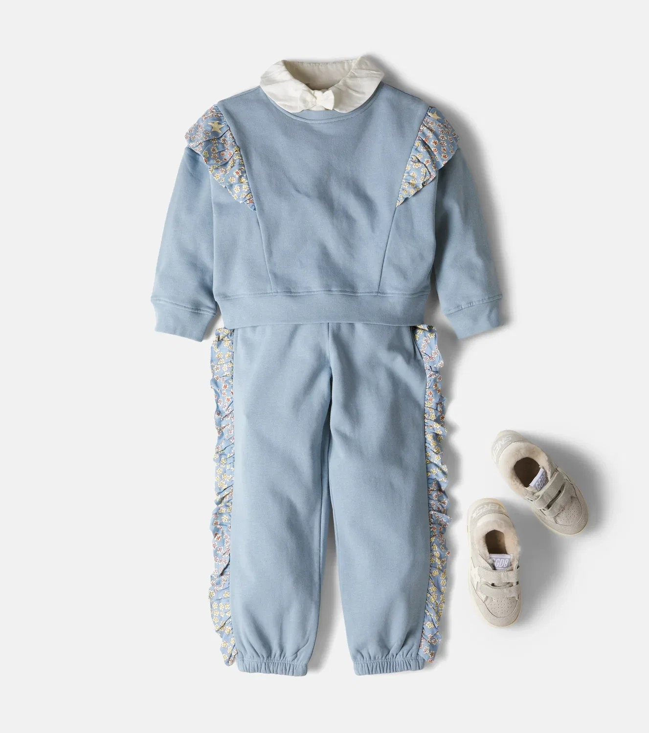Комплект из свитшота и спортивных брюк из джерси с оборками Stella Mccartney Kids, синий — фото 2