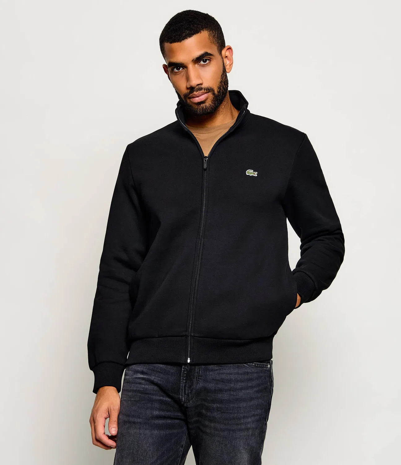 Худи с молнией Lacoste, черный
