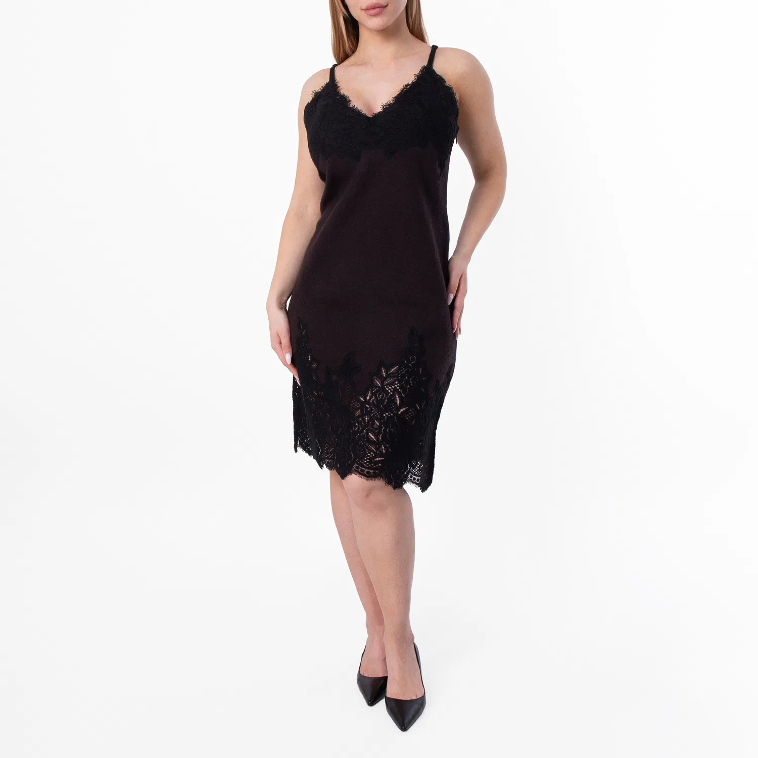 Платье-комбинация с кружевным цветочным принтом Floral Lace Wool Slip Dress Burberry, Snug