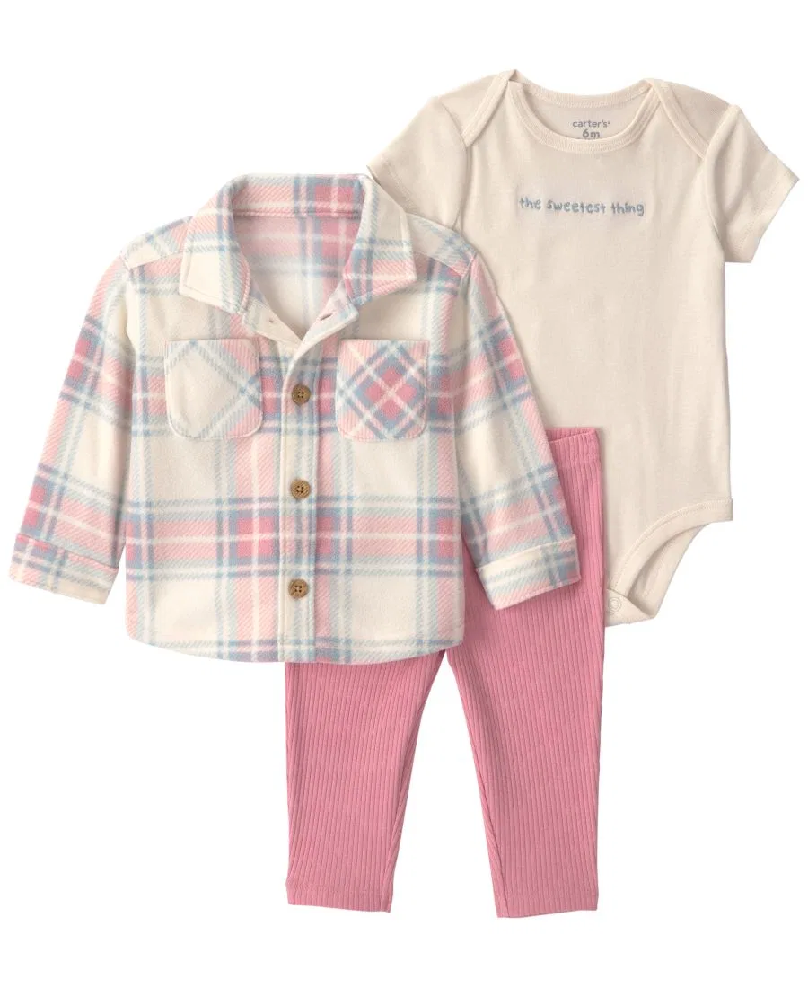 Комплект из 3 предметов Plaid Fleece Layering Carter's, Pink